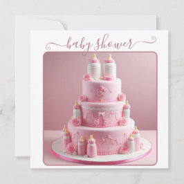 ALLE ROZE BABY SHOWERS CAKE MET BABY FLESSEN KAART