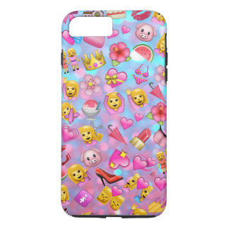 Alle roze emrijke Emojis Collage Pattern iPhone 8/7 Plus Hoesje