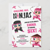 Alle Roze Ninjas Meisje Verjaardag Kaart (Voorkant)