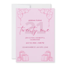 Alle roze verjaardagsuitnodiging