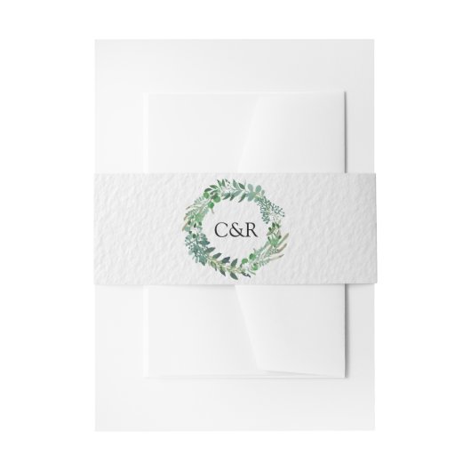 Alle season Green Foliage Wreatw Wedding Uitnodigingen Wikkel (Voorkant Voorbeeld)