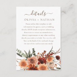 Alle Seizoenen Goddelijke Boho Bloemen Trouwdetail Informatiekaartje