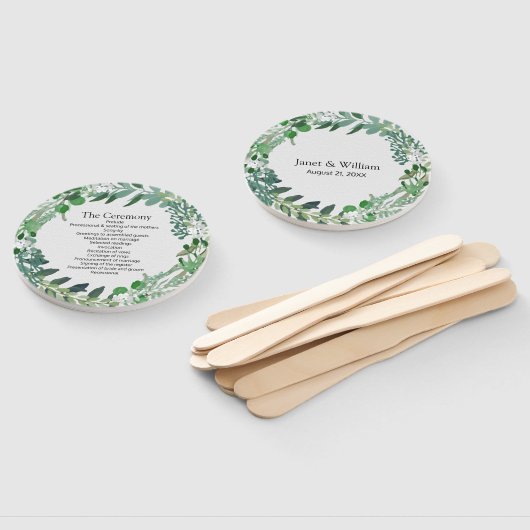 Alle Seizoenen Groen Bladblad Krans Trouwprogramma Handwaaier (Niet-gemonteerd)