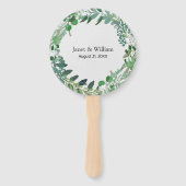 Alle Seizoenen Groen Bladblad Krans Trouwprogramma Handwaaier (Achterkant)