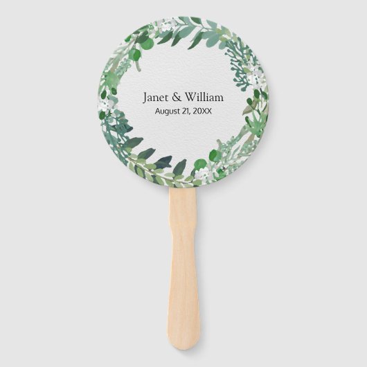 Alle Seizoenen Groen Bladblad Krans Trouwprogramma Handwaaier (Achterkant)