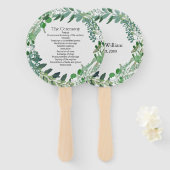 Alle Seizoenen Groen Bladblad Krans Trouwprogramma Handwaaier (Voorkant en achterkant)