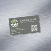 Alle seizoenen moderne gazon zorg en landschapsarc magnetisch visitekaartje (Voorbeeld)