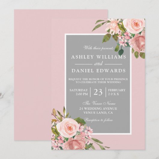 Alle seizoenen roze roodbruine bruinvissen uitnodi kaart (Voorkant / Achterkant)