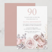 Alle seizoenen Stoffig Roos & Blush 90e Verjaardag Kaart (Voorkant / Achterkant)