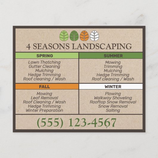 Alle seizoensgebonden landschapszorgbrochure flyer (Voorkant)