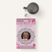 Alle Seizoensroze Petal Patrol Bloemenmeisje-badge Badge (Voorkant met intrekbare)