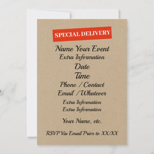 Alle speciale gelegenheidslevering kaart (Achterkant)