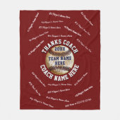 Alle spelernamen op maroon Baseball Coach Gifts Fleece Deken (Voorkant)