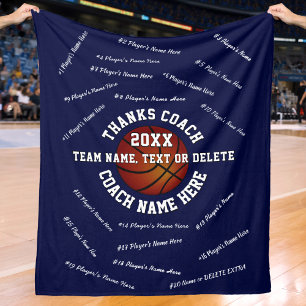 Alle spelers coach namen op basketbalcoachcadeaus fleece deken
