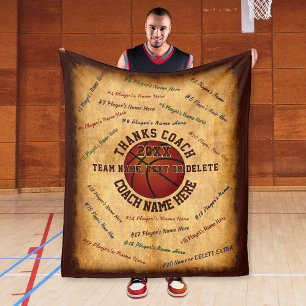 Alle spelers Namen op cadeaus voor Basketball Coac Fleece Deken