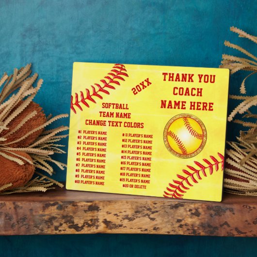 Alle spelers noemen Aangepast, Softball Coach Plaq Fotoplaat (Zijkant)