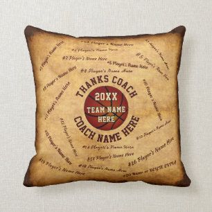 Alle spelers noemen de Basketball Coach Dank u ges Kussen