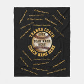 Alle spelers noemen zwarte gouden Baseball Coach-c Fleece Deken (Voorkant)