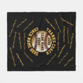 Alle spelers noemen zwarte gouden Baseball Coach-c Fleece Deken (Voorkant (Horizontaal))