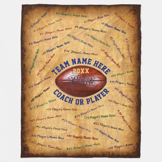 Alle spelers, persoonlijke Football coachcadeautje Fleece Deken (Voorkant)