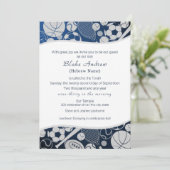 Alle sporenbalk Mitzvah Silver Blue Invitation 2 Kaart (Staand voorkant)