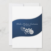 Alle sporenbalk Mitzvah Silver Blue Invitation 2 Kaart (Achterkant)