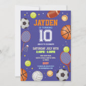 Alle Sport Blauw Verjaardagsfeestje Football Voetb Kaart (Voorkant)