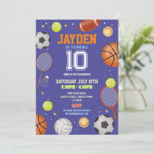 Alle Sport Blauw Verjaardagsfeestje Football Voetb Kaart (Staand voorkant)