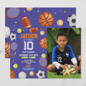 Alle Sport Blauw Verjaardagsfoto Football Voetbal Kaart (Voorkant / Achterkant)