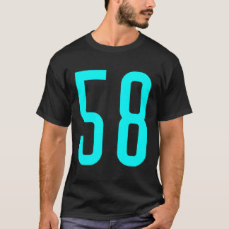 Alle Sport Fan Favoriet Cyan Nummer 58 Jersey T-shirt