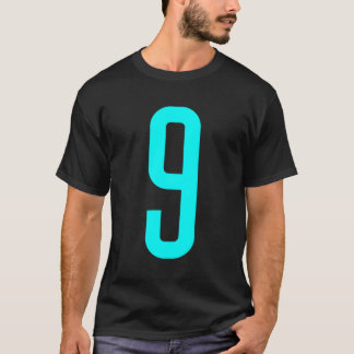 Alle Sport Fan Favoriet Cyan Nummer 9 Jersey T-shirt