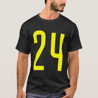 Alle Sport Fan Favoriet Geel Nummer 24 Jersey T-shirt