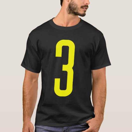 Alle Sport Fan Favoriet Geel Nummer 3 Jersey T-shirt (Voorkant)