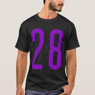 Alle Sport Fan Favoriet Paarse Nummer #28 Jersey T-shirt
