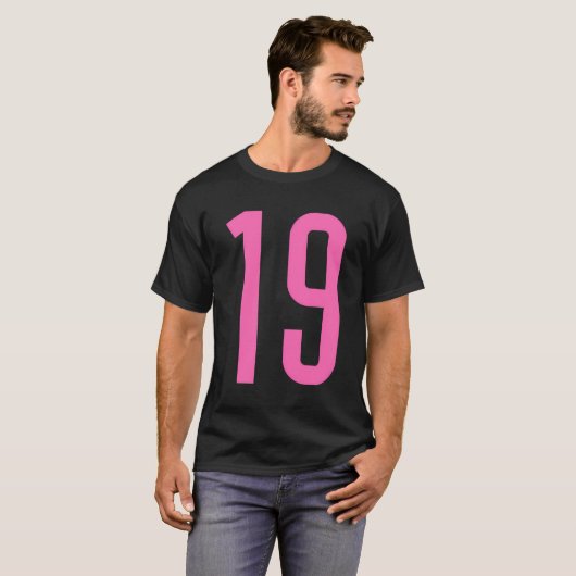 Alle Sport Fan Favoriet Roze Nummer 19 Jersey T-shirt (Voorkant volledig)