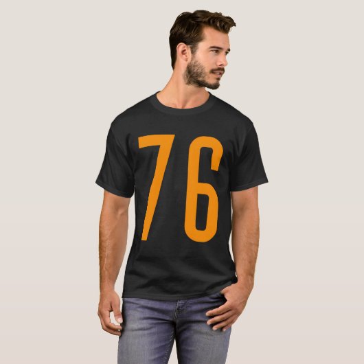Alle Sport Fan Favoriete Sinaasappel Nummer 76 Jer T-shirt (Voorkant volledig)