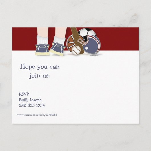 Alle Sport Verjaardag Uitnodiging Sjabloon (Achterkant)