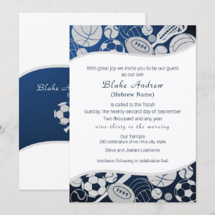 Alle sportbalk Mitzvah Silver Blue Kaart