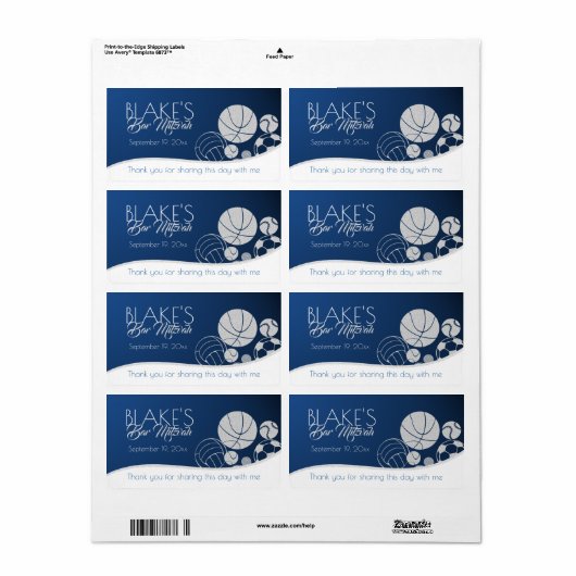 Alle sportcombobalie Mitzvah Etiket (Full Sheet)