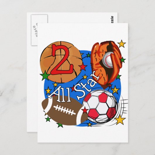 Alle Star 2e Birthday-overhemden en cadeautjes Briefkaart (Voorkant / Achterkant)