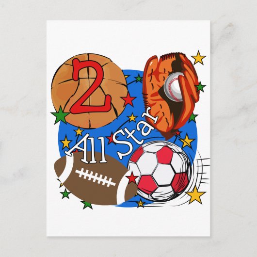 Alle Star 2e Birthday-overhemden en cadeautjes Briefkaart (Voorkant)