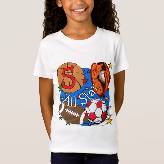 Alle Star 5th Birthday T-shirts en cadeautjes (Voorkant)