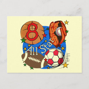 Alle Star 8th Birthday-overhemden en cadeautjes Briefkaart