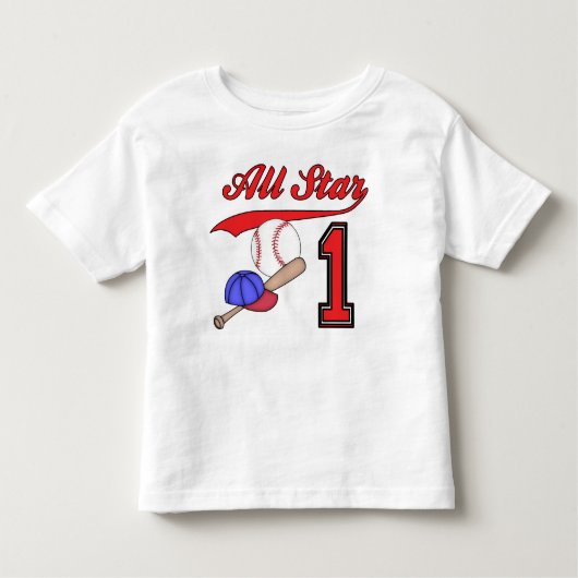Alle Star Baseball 1e verjaardag Kinder Shirts (Voorkant)