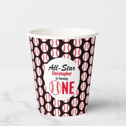 Alle Star Baseball 1e verjaardag papieren kopjes Papieren Bekers (Voorkant)
