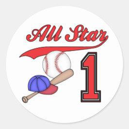 Alle Star Baseball 1e verjaardag Ronde Sticker