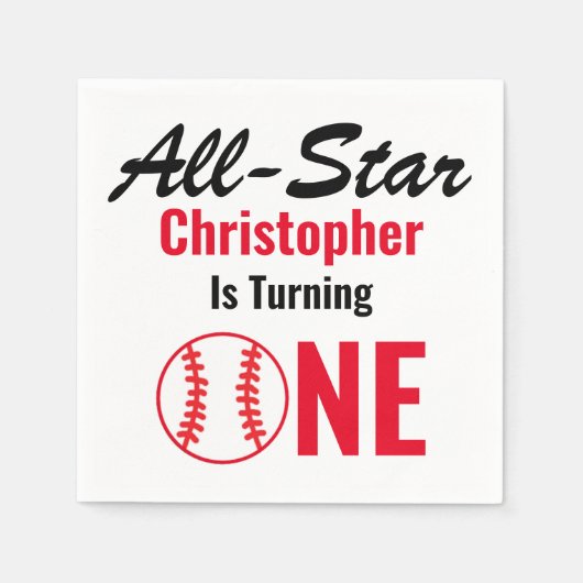 Alle Star Baseball 1e verjaardag Servet (Voorkant)