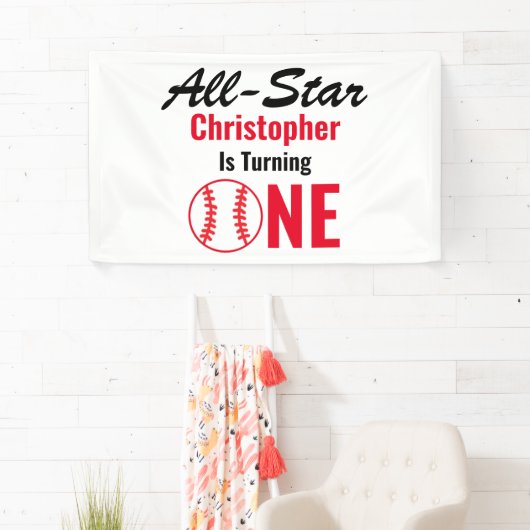 Alle Star Baseball 1e verjaardag Spandoek (Insitu)