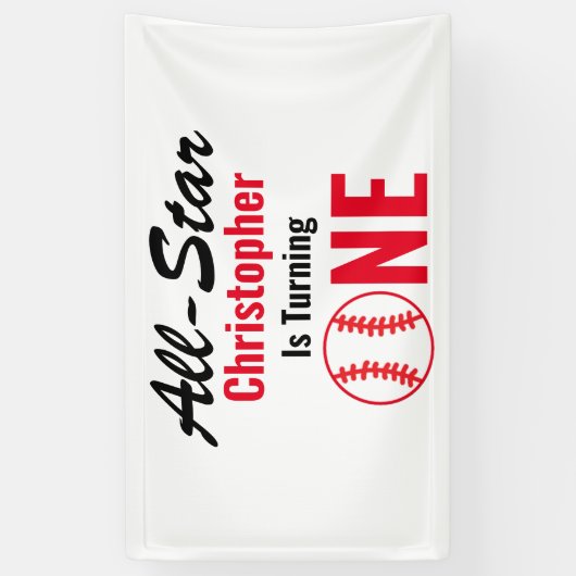 Alle Star Baseball 1e verjaardag Spandoek (Verticaal)