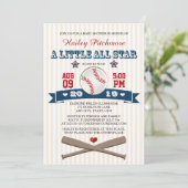 ALLE STAR BASEBALL BABY SHOWER INVITATION KAART (Staand voorkant)
